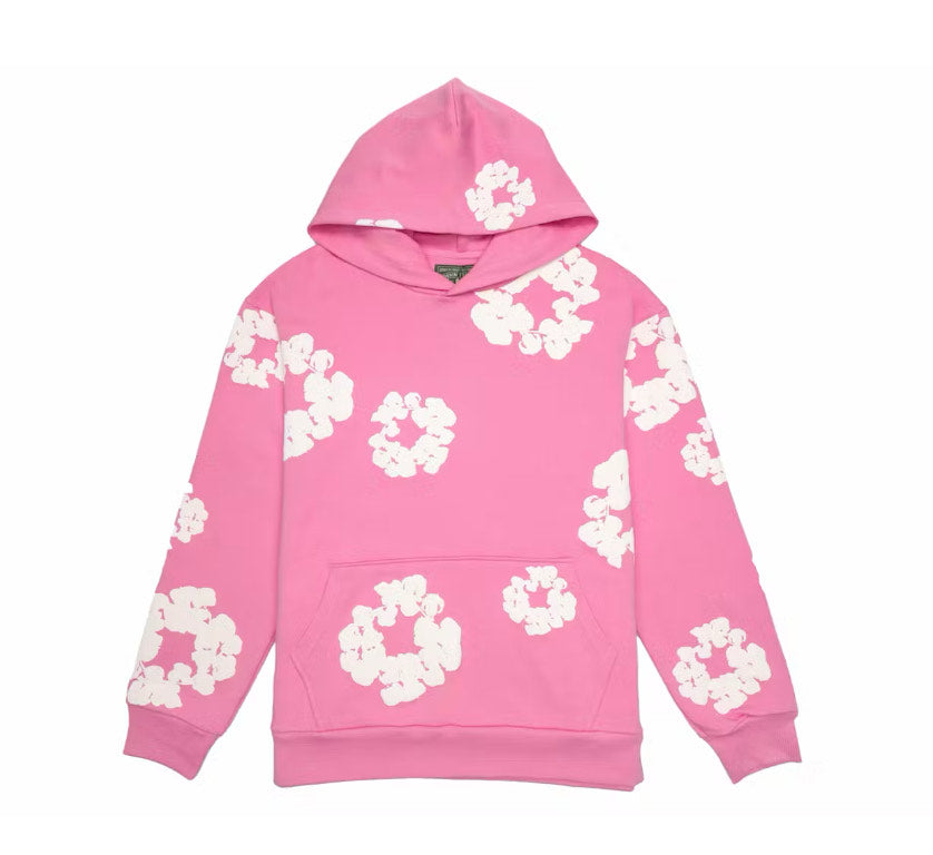 OG Denim Tear Hoodie pink and white