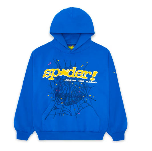 Dark blue and yellow Sp5der hoodie&nbsp;