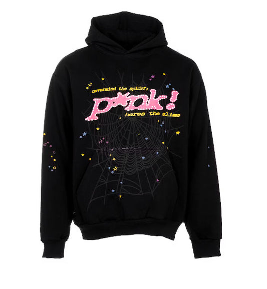 black and pink Sp5der PINK! hoodie