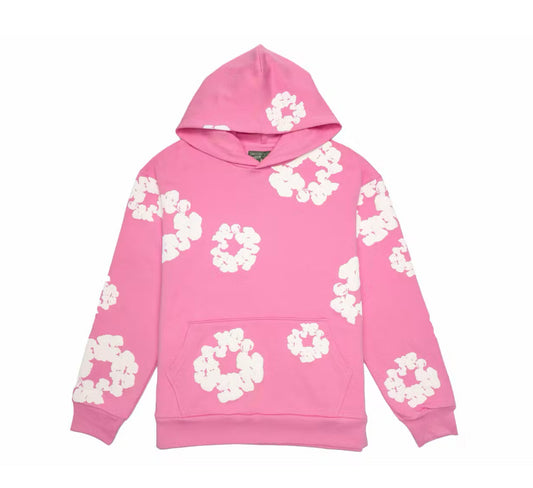OG Denim Tear Hoodie pink and white